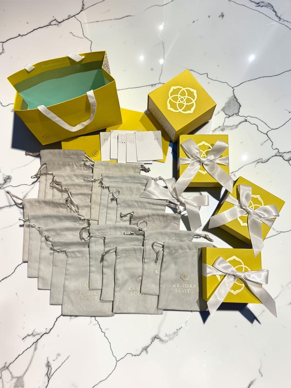 Kendra Scott Packaging EUC Jewelry Pouch Dust Bags Lot of 21 with 4 Boxes